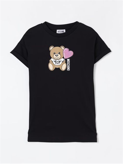 Abito a t-shirt in cotone con stampa Teddy Bear MOSCHINO KIDS | HDV0G9LAA40//60100